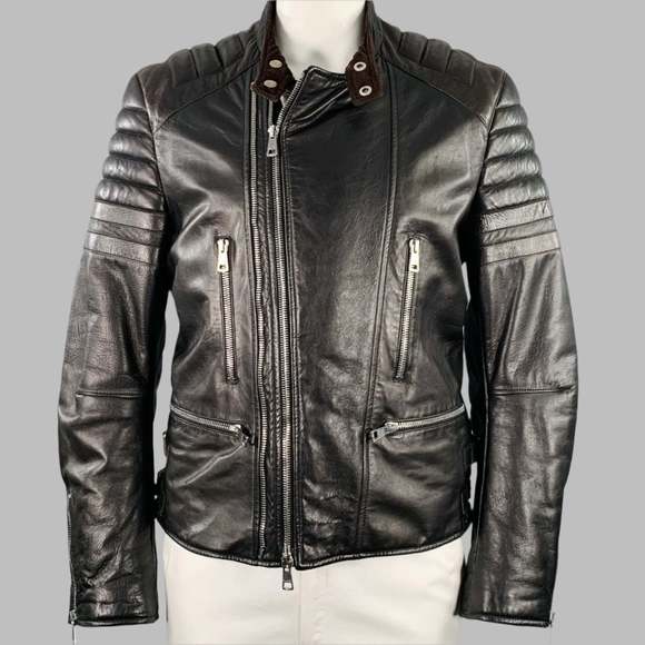 GUCCI Other - GUCCI Black Brown Quilted Leather Motorcycle Jacket